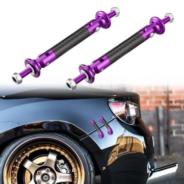 Imagem de TOMALL 2 peças 45 mm carro ajustável dianteiro/traseiro para-choque lábio divisor suporte suporte haste de fibra de carbono roxo universal auto para-choque prendedores alavanca (fibra de carbono roxo)