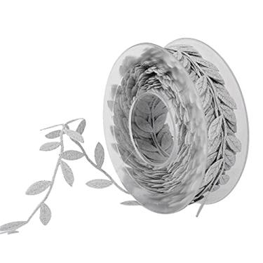 Imagem de Tvoip Acabamento de fita de folha artificial de 16 jardas para fabricação de guirlandas, decoração de casa, embrulho de presente e acessório de artesanato (prata)