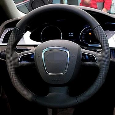 Imagem de TPHJRM Capa de volante de carro DIY couro artificial, apto para Audi A3 (8P) 2008-2013 A4 2008-2010 A5 2008-2010 A6 2007-2011