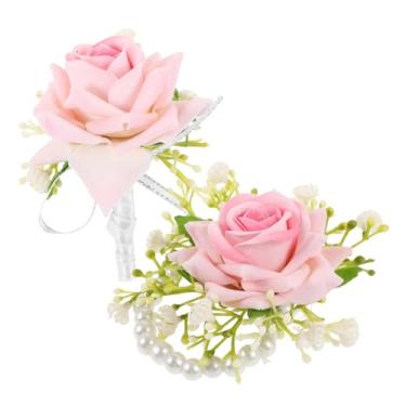 Imagem de VALICLUD 4 Conjuntos Flor de pulso corpete pulseira de flor para dama de honra corpete do noivo casamento a noiva decoração flor de mão decorativa acessório de as flores definir