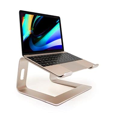 Imagem de Suporte ergonômico de alumínio para laptop – suporte removível compatível com MacBook Pro/Air, HP, Lenovo, Samsung, Huawei - todos os laptops de 10 a 17,3 polegadas (ouro)