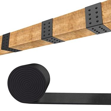 Imagem de Alça de feixe de madeira falsa de 1,5 m, tira de esconder lacunas, vigas de madeira, metal, produtos arquitetônicos para vigas de madeira falsa, acessórios de viga de teto e venezianas de cabine (6,36 cm de largura)