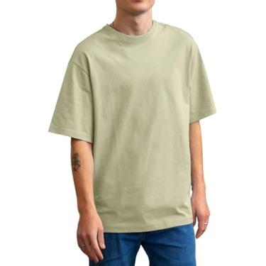 Imagem de Camiseta masculina ultra macia de viscose de bambu, gola redonda, leve, manga curta, elástica, refrescante, casual, básica, Verde claro, GG
