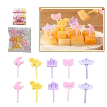 Imagem de Garfos/Garfinhos Infantil Palitos Palitinhos Petisco Frutas Lanches Cartoon Fofo Decoração Alimento Bebe - FADAS e PÓNEIS - 10pçs