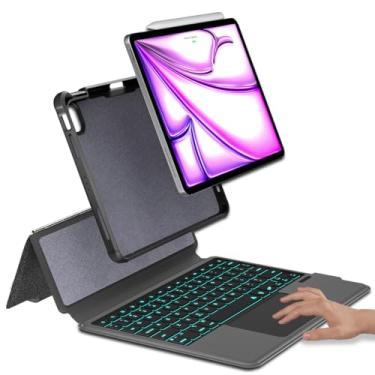 Imagem de eoso Capa com teclado para iPad 12,9 polegadas para iPad Pro 12,9 polegadas 6ª geração 2022/5ª 2021/4ª 2020/3ª geração 2018-7, capa fina destacável para touchpad com suporte para lápis