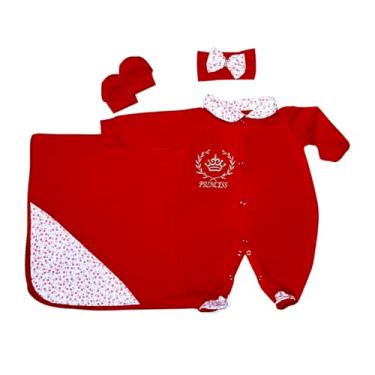 Imagem de Saida Maternidade para Bebê de Menina Helena Vermelho 04 peças (RN)