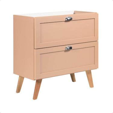 Imagem de Gabinete para Banheiro 80cm Retro Mdf Salmao Milano - On Móveis
