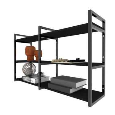 Imagem de Rack Prateleira Industrial Home Parede Hack Bancada Rack Rak Preto