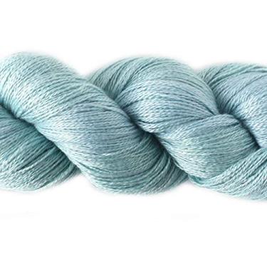 Imagem de Fio de caxemira sedoso com dedos para tricô à mão/crochê para roupas da moda (08-azul claro)