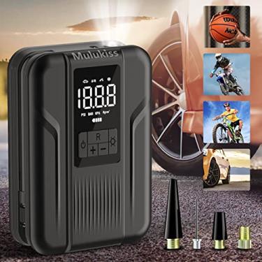 Imagem de Compressor de ar portátil para inflador de pneu com luz LED, bomba de ar elétrica de 150 PSI com bateria de 5000 mAh, inflador de pneu de carro com medidor de pressão para