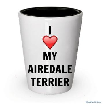 Imagem de I love my Airedale Terrier Shot Glass - Airedale Terrier Lover ideia de presentes (1)