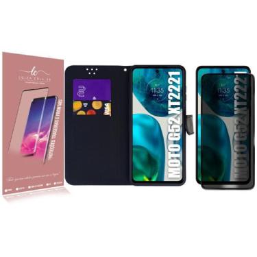 Imagem de Capa carteira + Película Privacidade P/ Moto G52 XT2221 6.6 - Luiza Ce