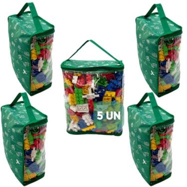 Imagem de Kit 5 Organizadores Brinquedos Criança Infantil Educativo Didático Blocos de Montar Carrinhos Boneca - M (Verde)