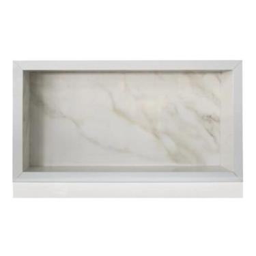 Imagem de Nicho em Porcelanato Branco Marmorizado 60x30x10 com Borda de Alumínio