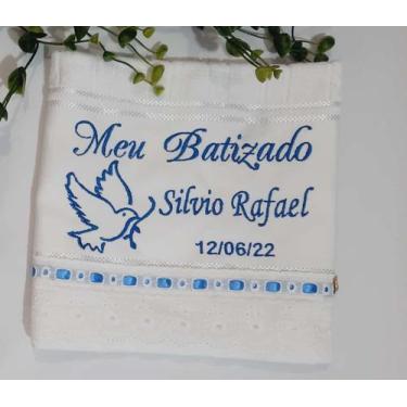 Imagem de Toalha Batizado com Espírito Santo/ pombinha/ Toalha de Batizado perso