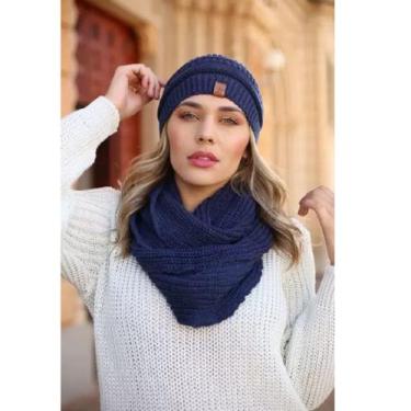 Imagem de Conjunto Touca Caída Gorro Beanie Masculino E Feminino Com Cachecol Go