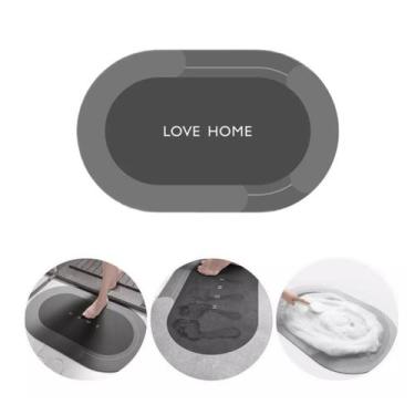 Imagem de Tapete Piso Pedra Diatomácea Super Absorvente Antiderrapante Borracha 