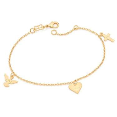 Imagem de Pulseira banhado ouro 3x 24k 18k e 22k feminina com pingentes berloque