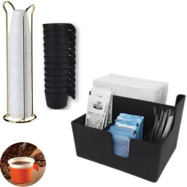 Imagem de Kit Porta Sachês Café Açucar Guardanapos Suporte Organizador Copos Des