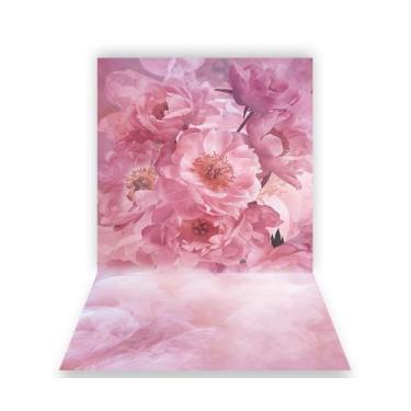 Imagem de Fundo Fotográfico 1,50 X 2,70 - Gestante Flores Rosa com Esfumaçado 09