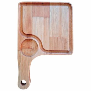 Imagem de Tábua de Corte para Servir Hamburguer Porções Petiscos e Frios em Madeira de Eucalipto com Rebaixo de 6cm para Pote de M
