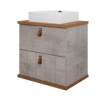 Imagem de Gabinete Para Banheiro 80Cm 100% Mdf 1 Gaveta 1 Porta Basculante Milan