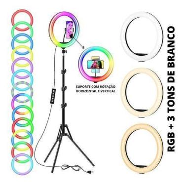 Imagem de Ring Light 10 Pol Kit Youtuber Videos Suporte 26cm cores - ZEM