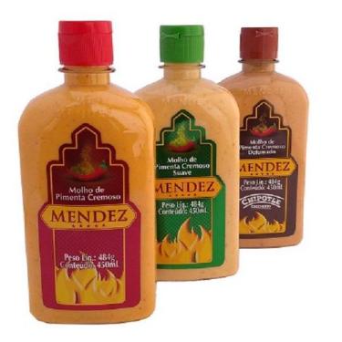 Imagem de Kit 3 Molhos De Pimenta Cremosa Mendez 450Ml 3 Sabores, 450ml, Kit 3 m