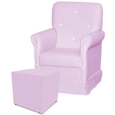 Imagem de Poltrona de Amamentação com Balanço e Puff Suzí Rosa Bebê com Branco -