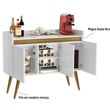 Imagem de Aparador Buffet Retrô 3 Portas Pés Palito Luma Cores - Comprar Moveis 