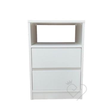 Imagem de Mesa de Cabeceira com rodinhas 40x60x30 em mdf branco - B&D Artigos pa