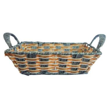 Imagem de Cesta Para Pães Retangular 26x20cm Metal e Fibra Sintética Marrom / Ci