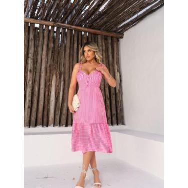 Imagem de Vestido midi com botoes no busto cod:2041 - LALOKA, Pink, M