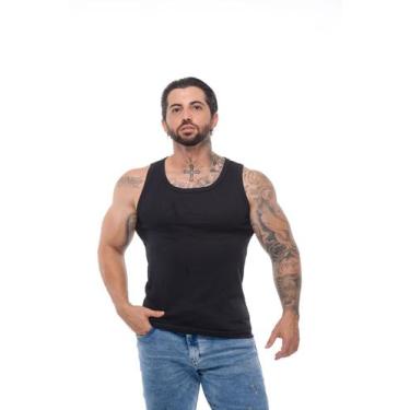 Imagem de Regata Masculina Canelada Modelo Americano Algodão - Volgue, Preto, GG