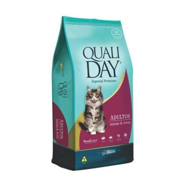 Imagem de Ração Qualiday para Gatos Adultos Sabor Salmão - 1kg - Pet Food Soluti