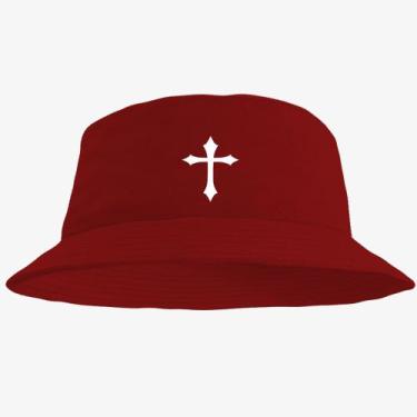 Imagem de Boné Chapéu Bucket Hat Estampado Cruz - MP Moda Masculina, Único, Verm