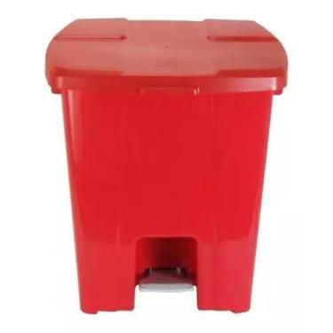 Imagem de Lixeira quadrada 60L com pedal - JSN, Vermelho
