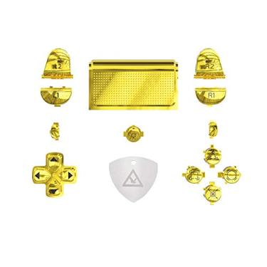 Imagem de eXtremeRate Conjunto completo de botões de substituição personalizados de símbolos clássicos em ouro cromado para controle ps4 Slim Pro CUH-ZCT2 - Compatível com kit de LED DTFS ps4 - Controle não