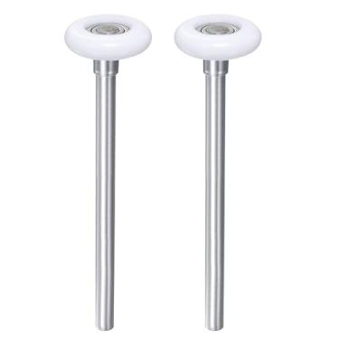 Imagem de HARFINGTON 2 rolos para porta de garagem, rolo de nylon de 5 cm para trilho de garagem de 5 cm, haste de 18 cm, rolamento selado de 11 esferas, para portas de garagem comerciais e residenciais, branco