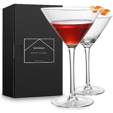 Imagem de VENVENWEAVS Conjunto de Copos de Martini com 2 Copos de Coquetel de Cristal Soprados À Mão de 9,2 Onças para Espresso Martini, Cosmopolitan, Manhattan, Gimlet, Home Bar, Coquetel, Conjunto de Copos de