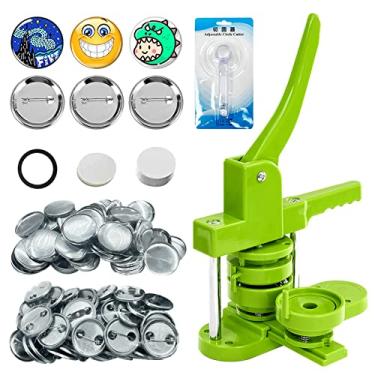 Imagem de UPISON Máquina de Fazer Botões de 75 Mm, Kit de Fabricação de Botão de Pressão de Crachá Verde de 3" com 400 Unidades de Peças de Botão Redondo Em Branco Grátis Pino de Metal Traseiro e Papel de Image