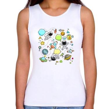 Imagem de Regata Feminina Astronauta - Foca na Moda, Branco, G