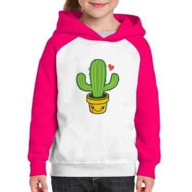 Imagem de Moletom Infantil Cacto Coração - Foca na Moda, Branco, Rosa, 6
