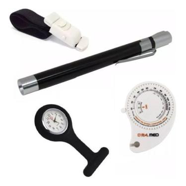 Imagem de Kit Academico Enfermagem Com Relogio Lapela + Lanterna + Trena + Garro