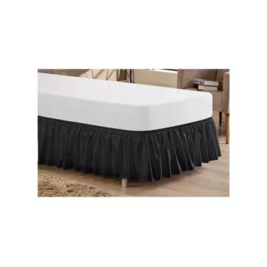Imagem de Saia Para Cama Box Solteiro Com Bainha - IÉ ENXOVAIS, Preto
