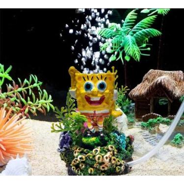 Imagem de Enfeite de Aquário Bob Esponja Solta Bolhas Com Compressor de ar - Les