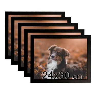 Imagem de Kit 5 Porta Retratos C/vidro 24x30 Moldura Preta para fotos e decoraçõ