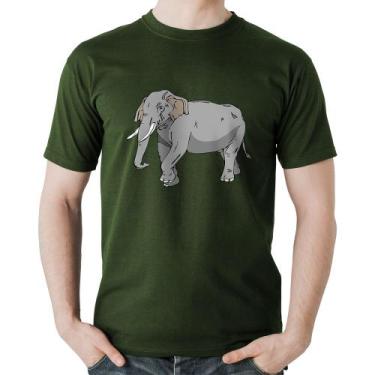 Imagem de Camiseta Algodão Elefante Ilustração - Foca na Moda, Musgo, GGG