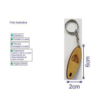 Imagem de Chaveiro Prancha  Logo Ilhabela MDF Cru Gravado - Ateliê Criação Laser