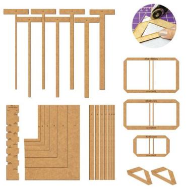 Imagem de Gabarito Encadernação Cartonagem Post It Esquadro Wire-O Mdf - Levolpe